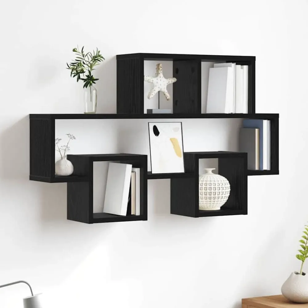 Étagères-vidaXL Étagère Murale Chêne noir 82 x 15 x 51 cm Bois d'ingénierie Chêne noir
