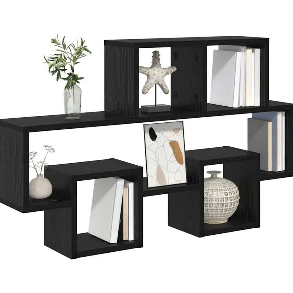 Étagères-vidaXL Étagère Murale Chêne noir 82 x 15 x 51 cm Bois d'ingénierie Chêne noir