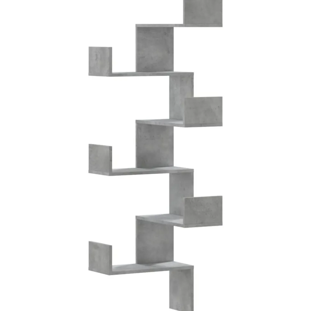 Étagères-vidaXL Étagère murale d'angle 45x45x147cm bois d'ingénierie Gris béton