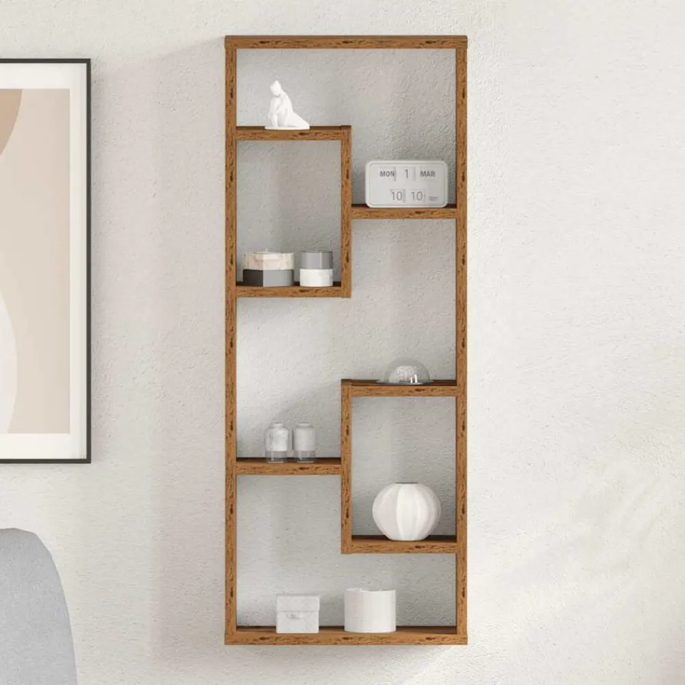 Étagères-vidaXL Étagère murale en bois ancien 36 x 16 x 90 cm Bois d'ingénierie Vieux bois
