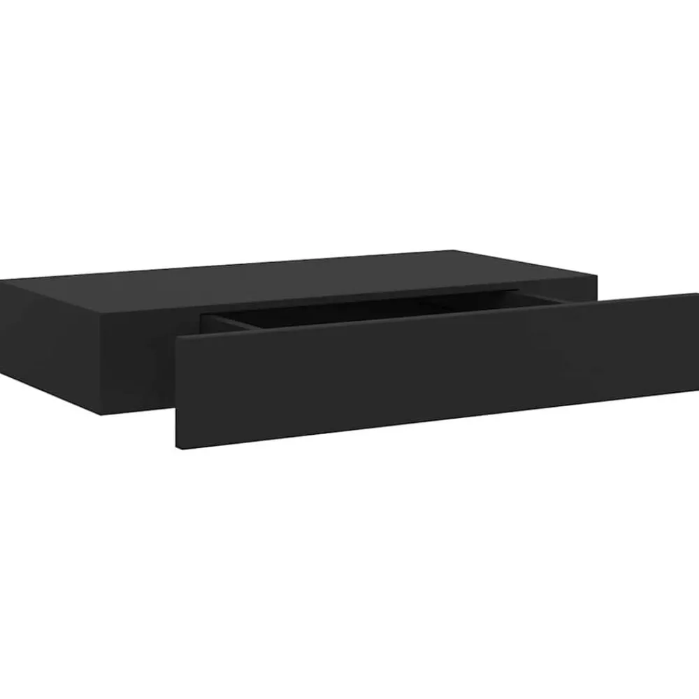 Étagères-vidaXL Étagère murale flottante avec tiroir Noir 48x25x8 cm