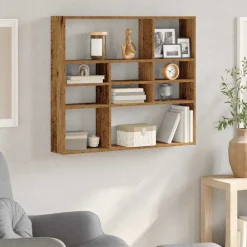 Étagères-vidaXL Étagère murale 90x16x78 cm bois d'ingénierie Vieux bois