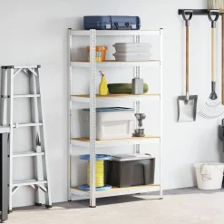 Stockage Industriel-vidaXL Étagère résistante à 5 niveaux é Acier et bois ingénierie Argent