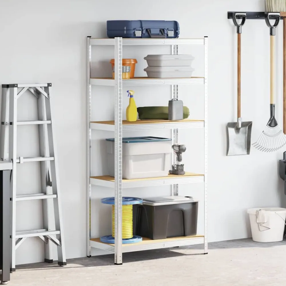 Stockage Industriel-vidaXL Étagère résistante à 5 niveaux é Acier et bois ingénierie Argent