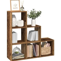 Étagères-vidaXL Étagère séparatrice de pièce à 3 niveaux 99x29x99 cm Vieux bois