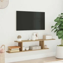 Étagères-vidaXL Étagère TV murale chêne artisanal 125x18x23cm bois d'ingénierie ch&ecirc;ne artisanal