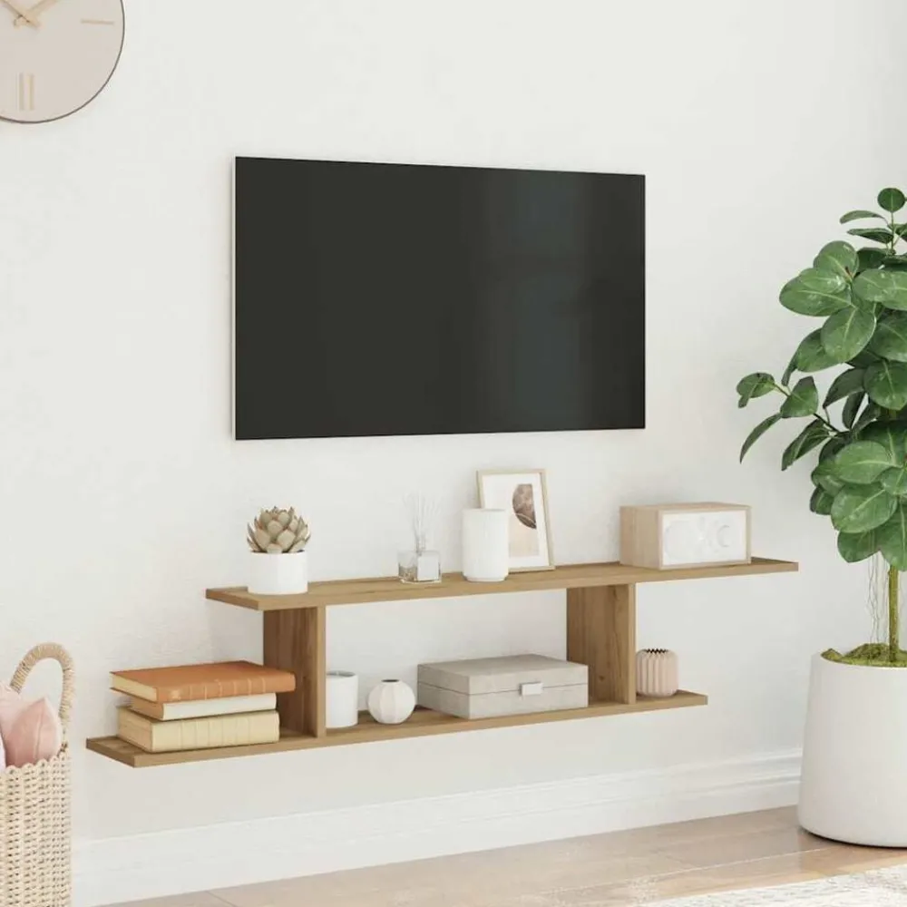 Étagères-vidaXL Étagère TV murale chêne artisanal 125x18x23cm bois d'ingénierie ch&ecirc;ne artisanal
