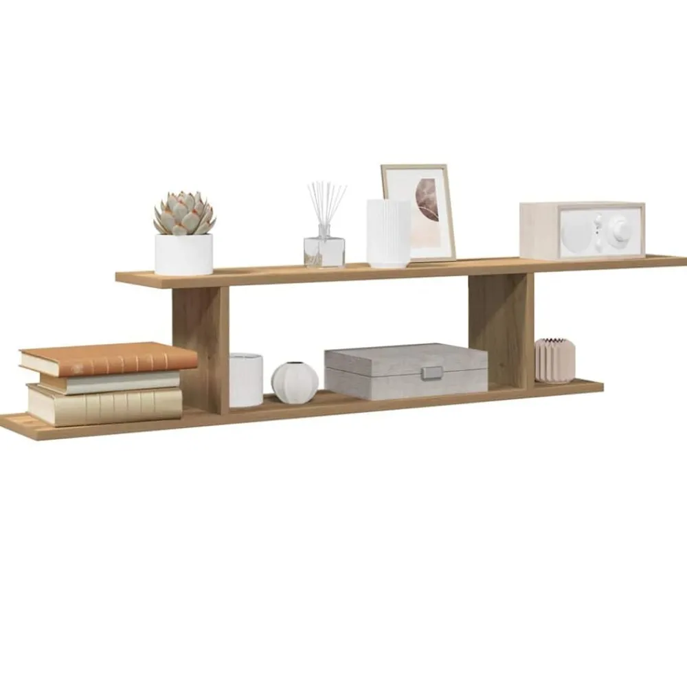 Étagères-vidaXL Étagère TV murale chêne artisanal 125x18x23cm bois d'ingénierie ch&ecirc;ne artisanal