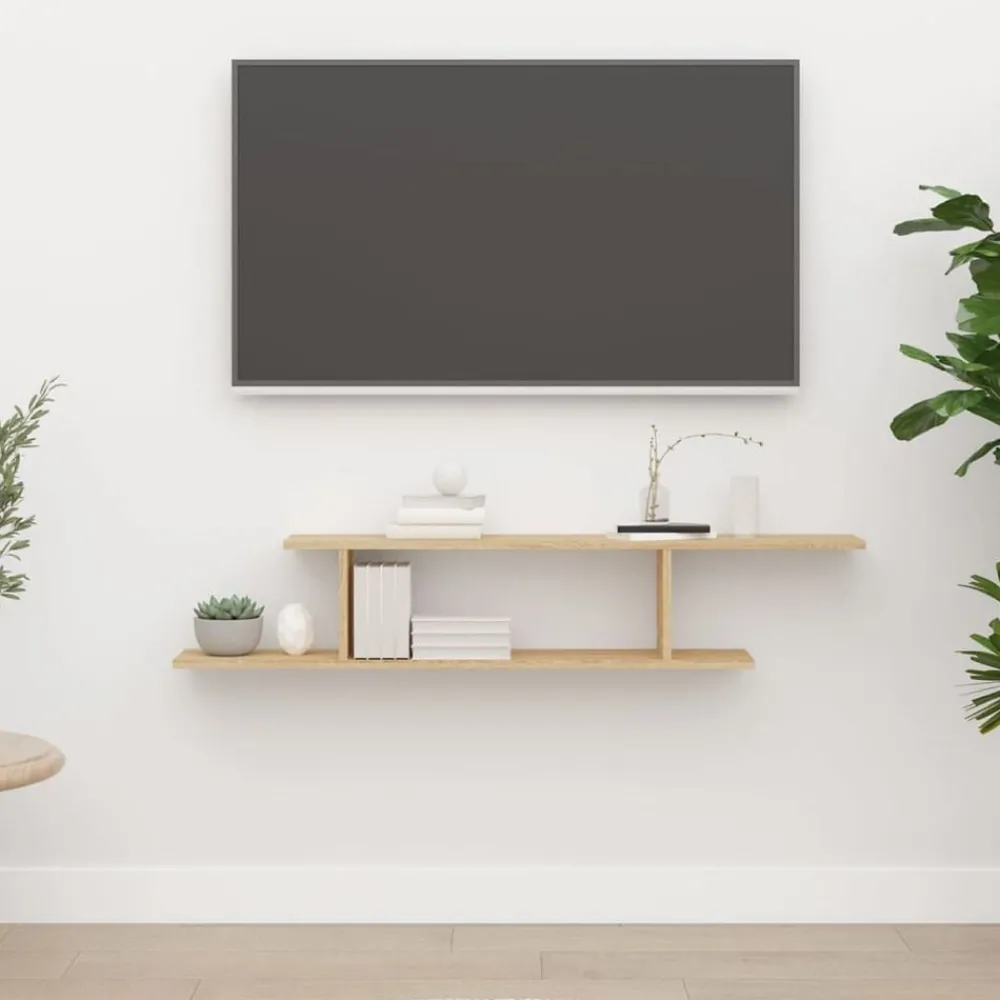 Étagères-vidaXL Étagère TV murale Chêne Sonoma 125x18x23 cm Bois d’ingénierie Ch&ecirc;ne sonoma