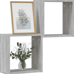 Étagères-vidaXL Étagères cube murales 2 pcs 30x15x30 cm Sonoma gris