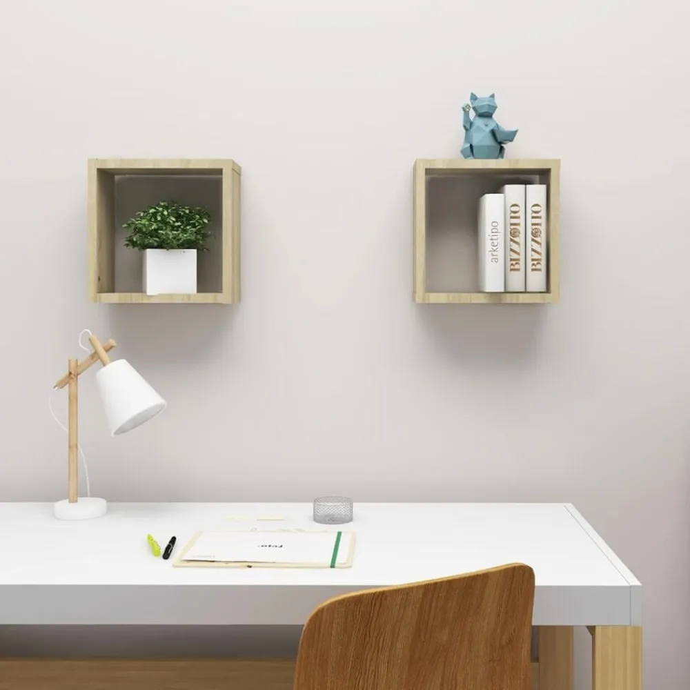 vidaXL Étagères cube murales 2 pcs chêne sonoma 30x15x30 cm
