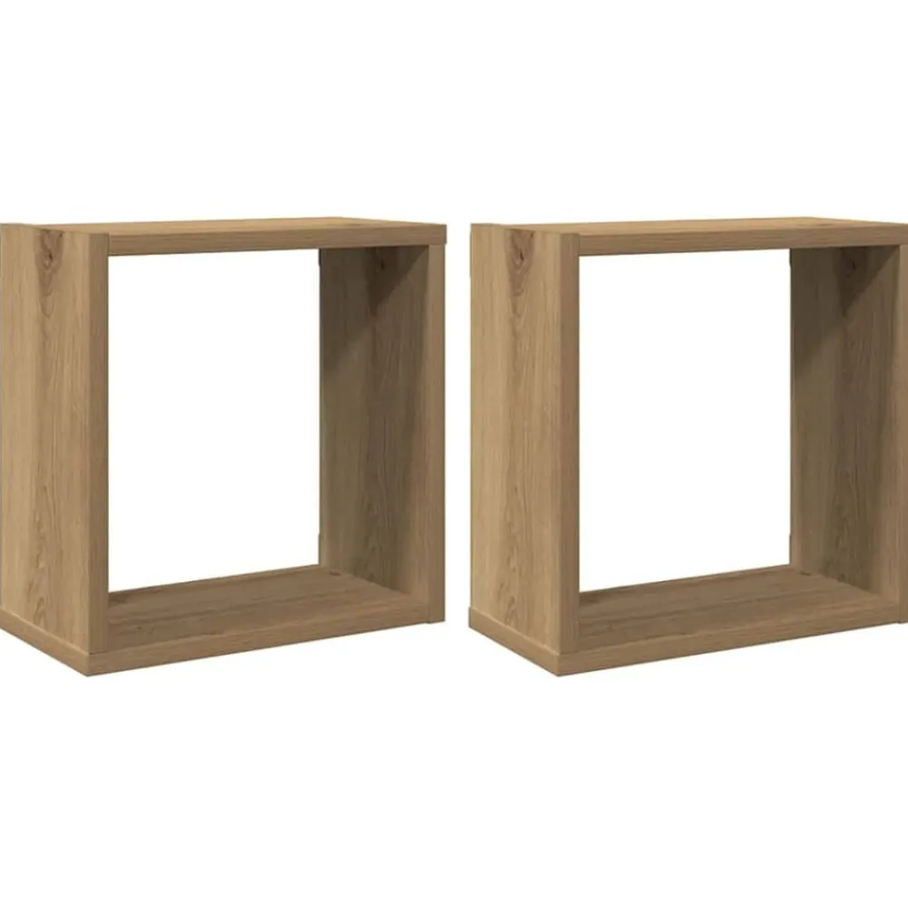 Étagères-vidaXL Étagères cube murales 2 pcs chêne artisanal bois ingénierie ch&ecirc;ne artisanal