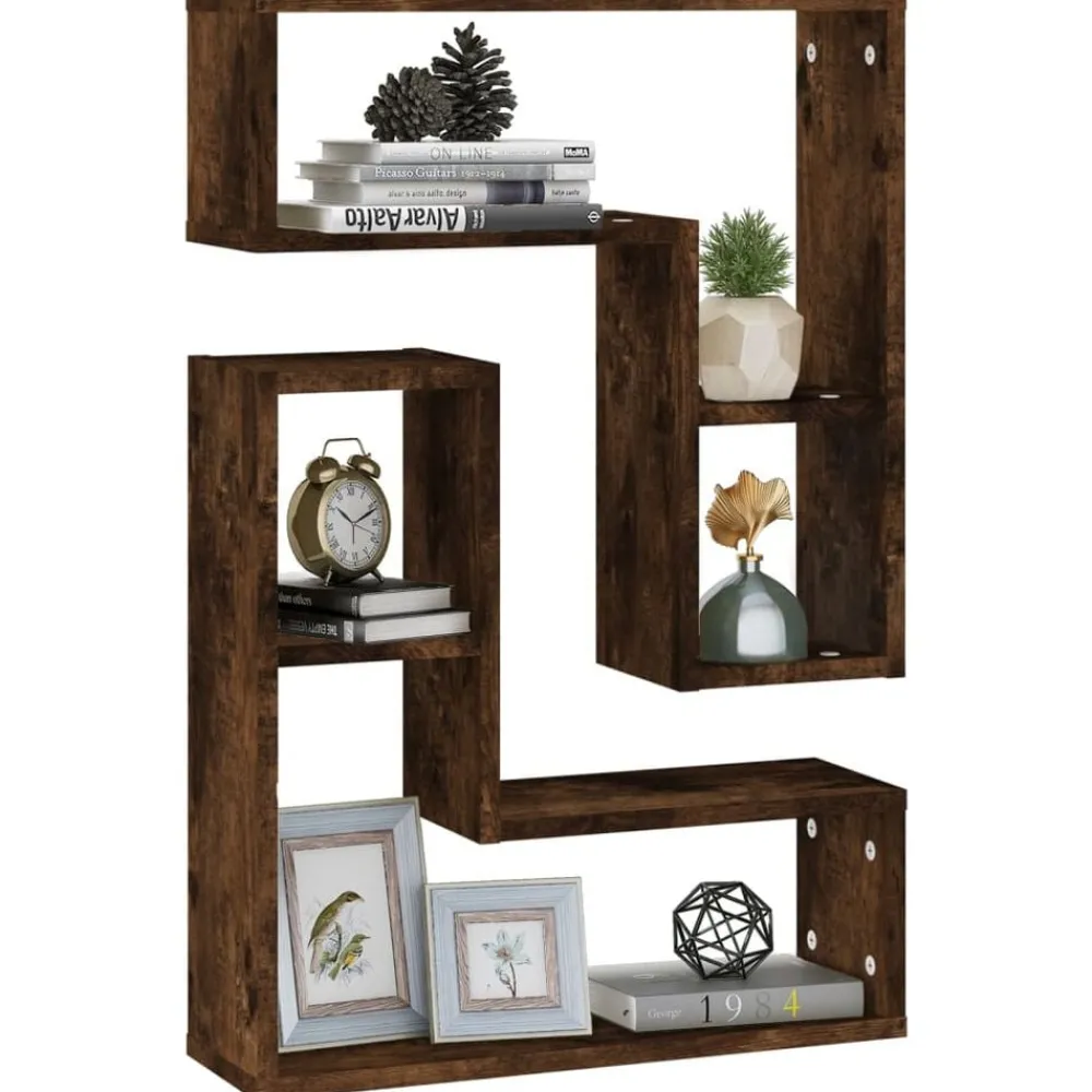 vidaXL Étagères murales 2 pcs Chêne fumé 50x15x50 cm Bois d'ingénierie