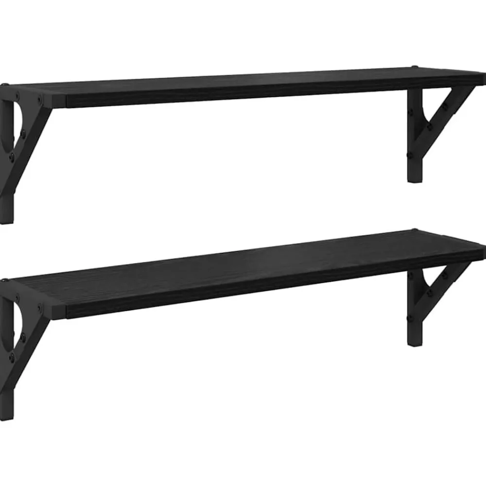 Étagères-vidaXL Étagères Murales 2 pcs Chêne noir 60 x 15 x 15,5 cm Ch&ecirc;ne noir