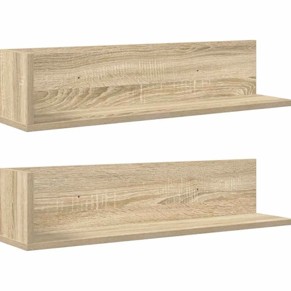 Étagères-vidaXL Étagères murales 2 pcs chêne sonoma 75x16,5x16,5 cm Ch&ecirc;ne sonoma