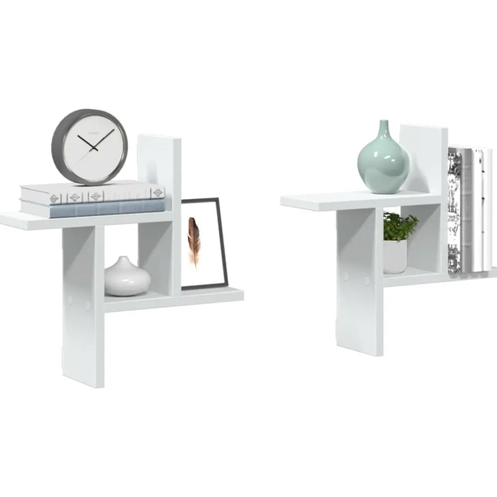Étagères-vidaXL Étagères murales 2 pcs 38x12x38 cm bois d'ingénierie Blanc