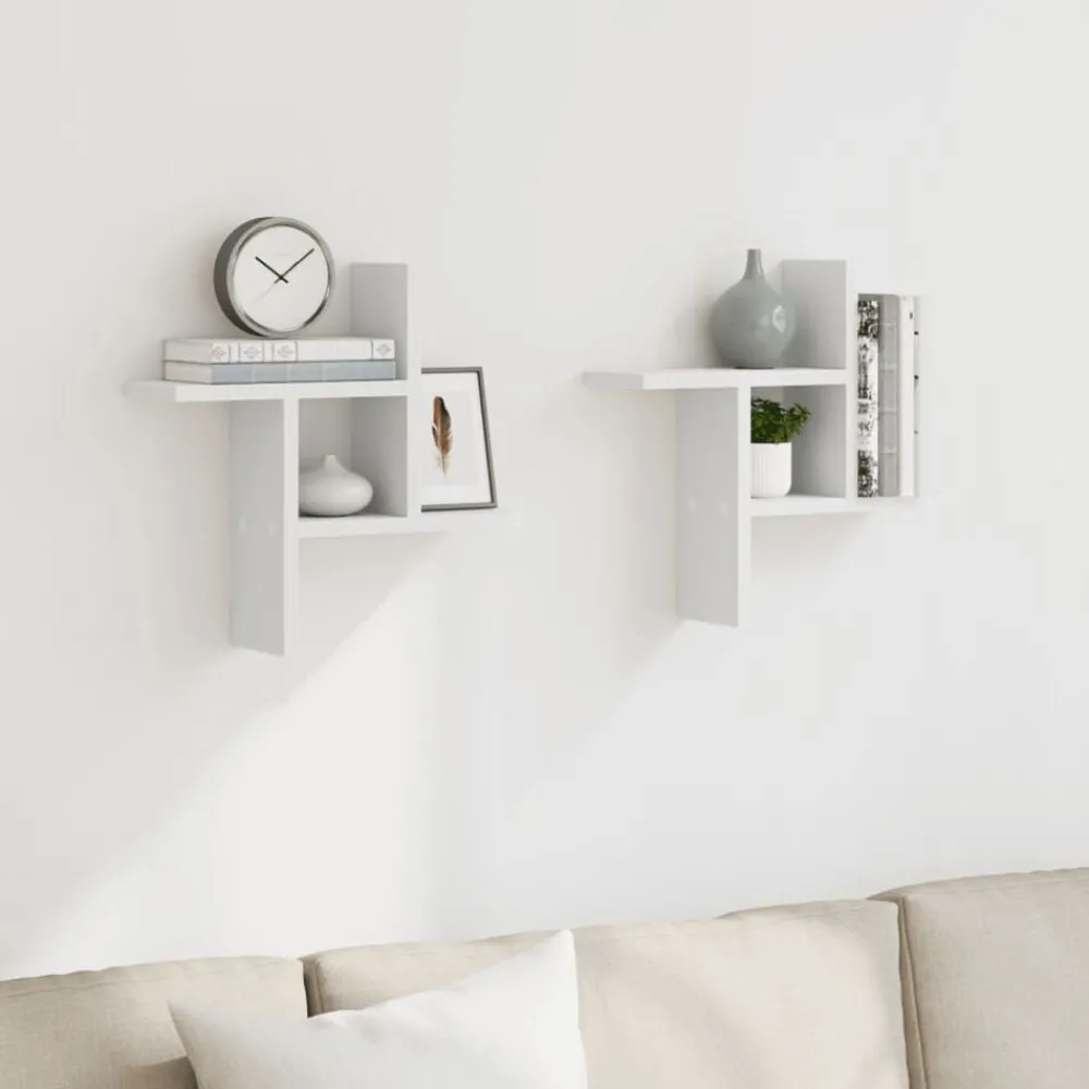 Étagères-vidaXL Étagères murales 2 pcs 38x12x38 cm bois d'ingénierie Blanc