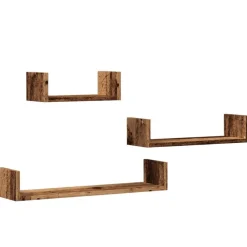Étagères-vidaXL Étagères murales 3 pcs bois d'ingénierie Vieux bois