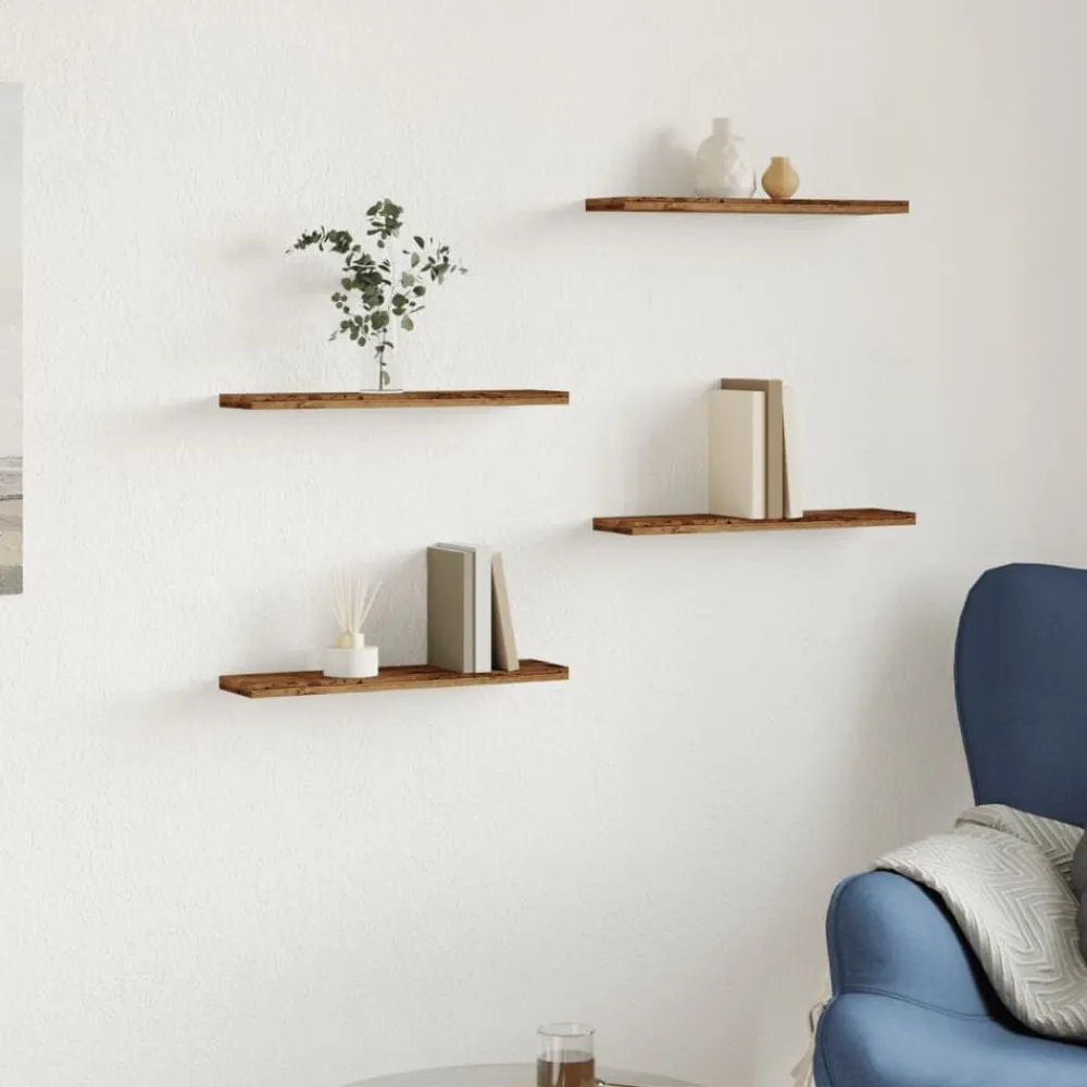 Étagères-vidaXL Étagères murales 4 pcs 40x10x1,5cm bois d'ingénierie Vieux bois