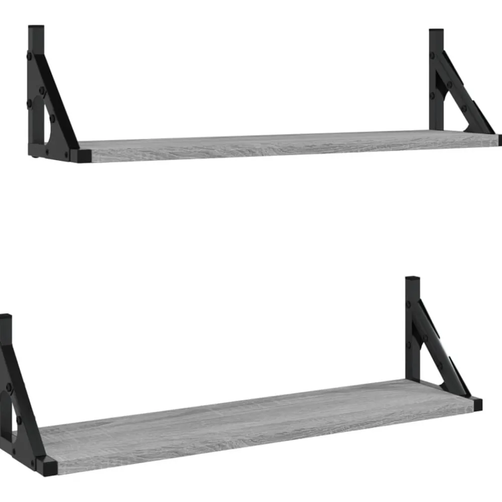 Étagères-vidaXL Étagères murales 2 pcs 60x15x15,5 cm Sonoma gris