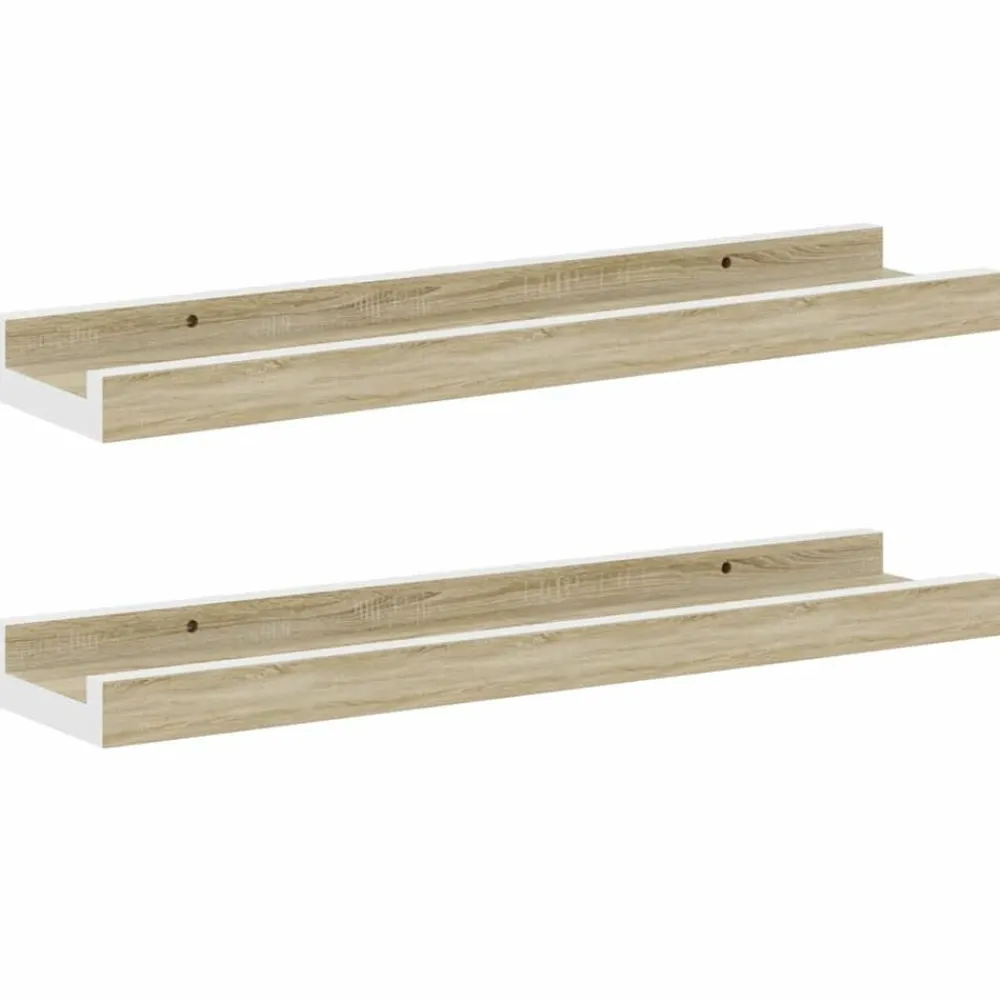 Étagères-vidaXL Étagères murales 2 pcs blanc et chêne sonoma 40x9x3 cm Blanc et chêne sonoma