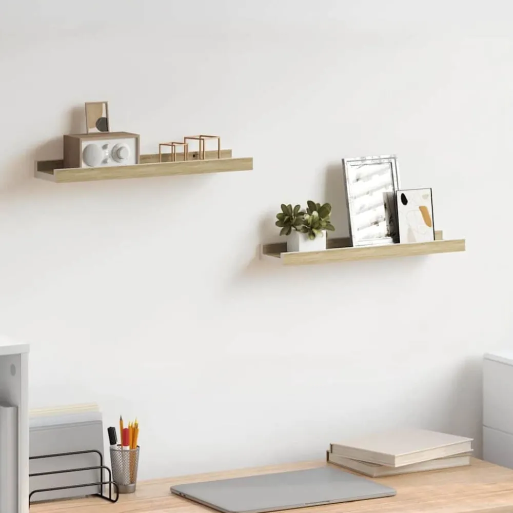 Étagères-vidaXL Étagères murales 2 pcs blanc et chêne sonoma 40x9x3 cm Blanc et chêne sonoma