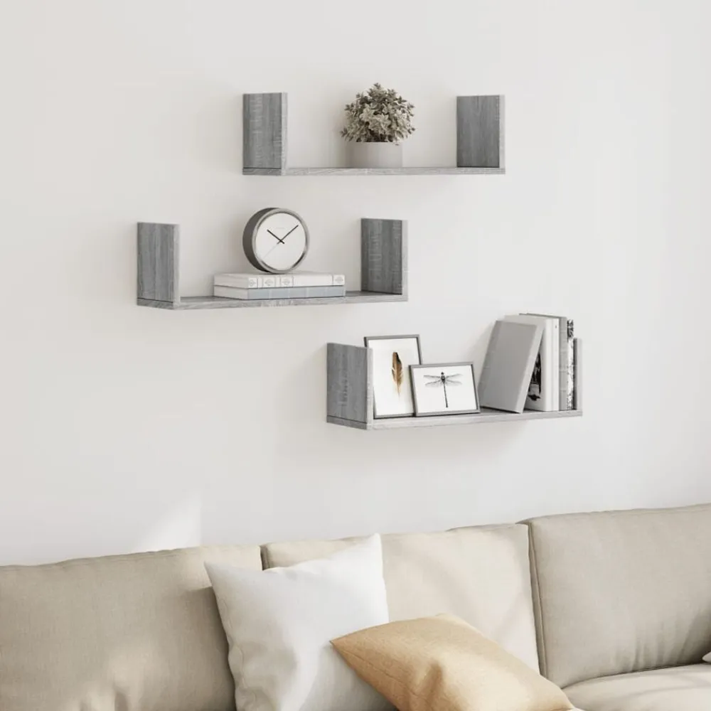 vidaXL Étagères murales 3 pcs 58x18x18 cm bois ingénierie