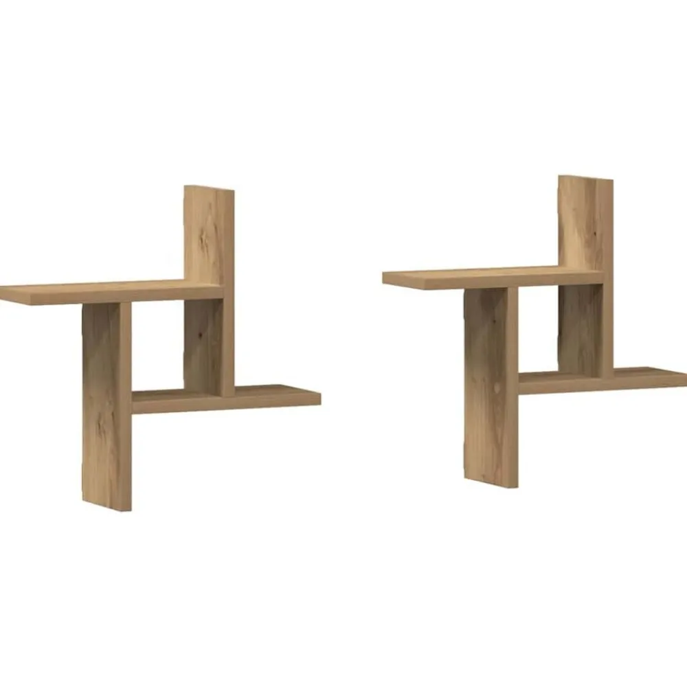 Étagères-vidaXL Étagères murales 2 pcs chêne artisanal bois d'ingénierie Ch&ecirc;ne