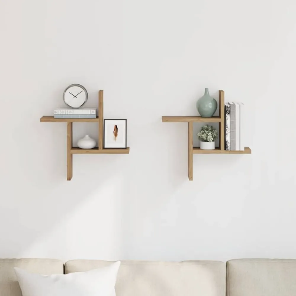 Étagères-vidaXL Étagères murales 2 pcs chêne artisanal bois d'ingénierie Ch&ecirc;ne