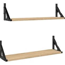 Étagères-vidaXL Étagères murales 2 pcs chêne sonoma 60x15x15,5 cm Ch&ecirc;ne sonoma