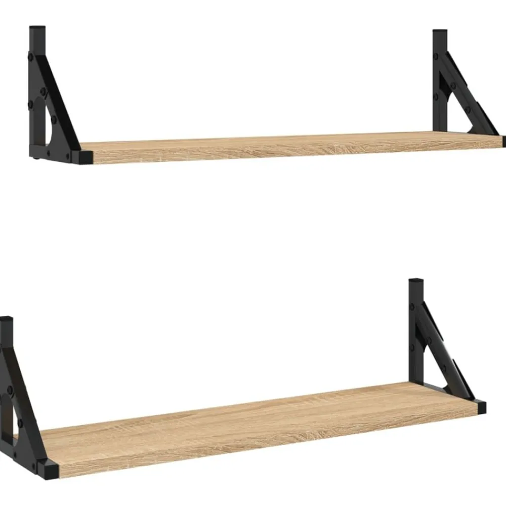 Étagères-vidaXL Étagères murales 2 pcs chêne sonoma 60x15x15,5 cm Ch&ecirc;ne sonoma