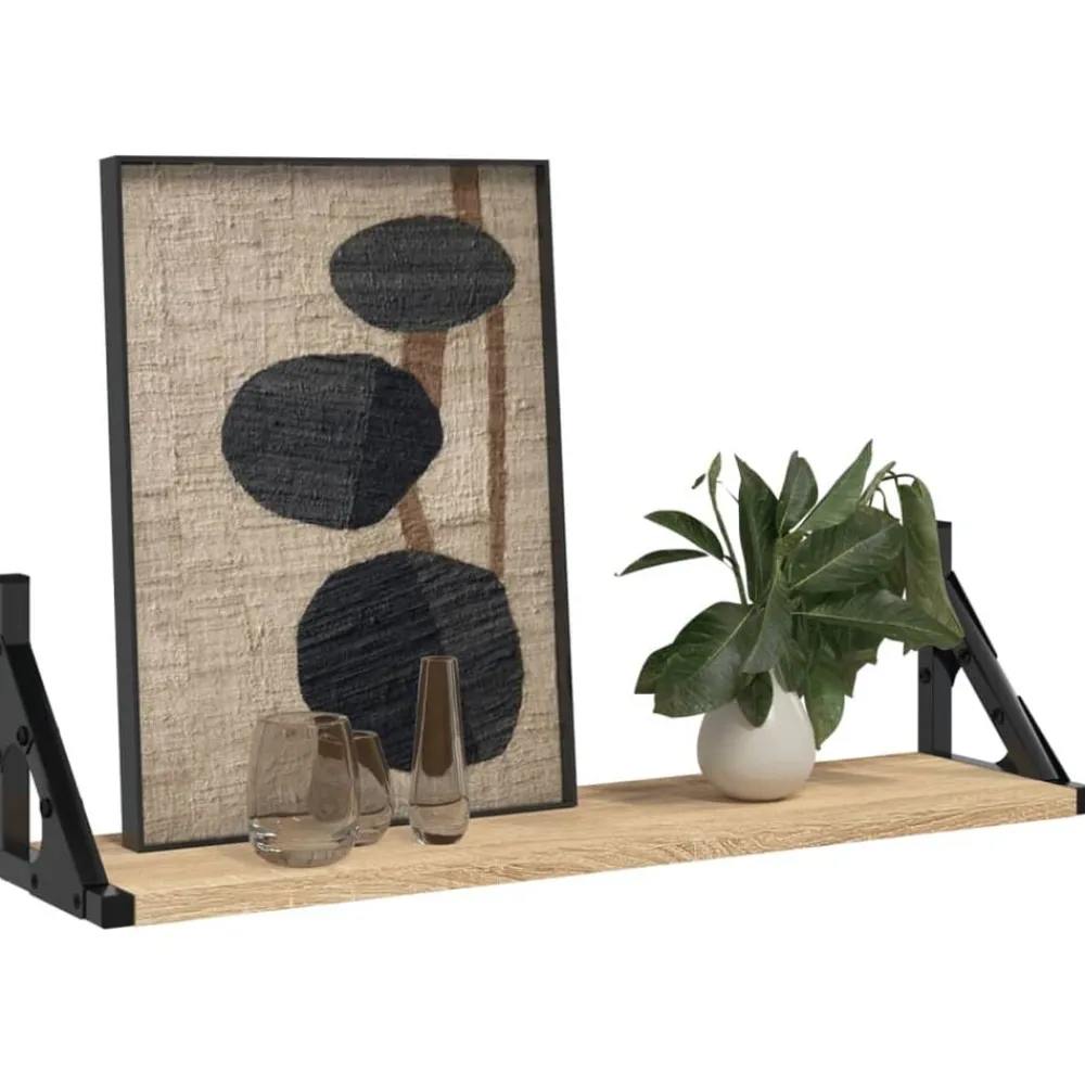 Étagères-vidaXL Étagères murales 2 pcs chêne sonoma 60x15x15,5 cm Ch&ecirc;ne sonoma