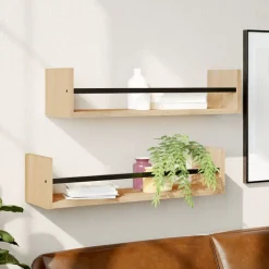 vidaXL Étagères murales avec barres 2 pcs chêne sonoma 60x16x14 cm