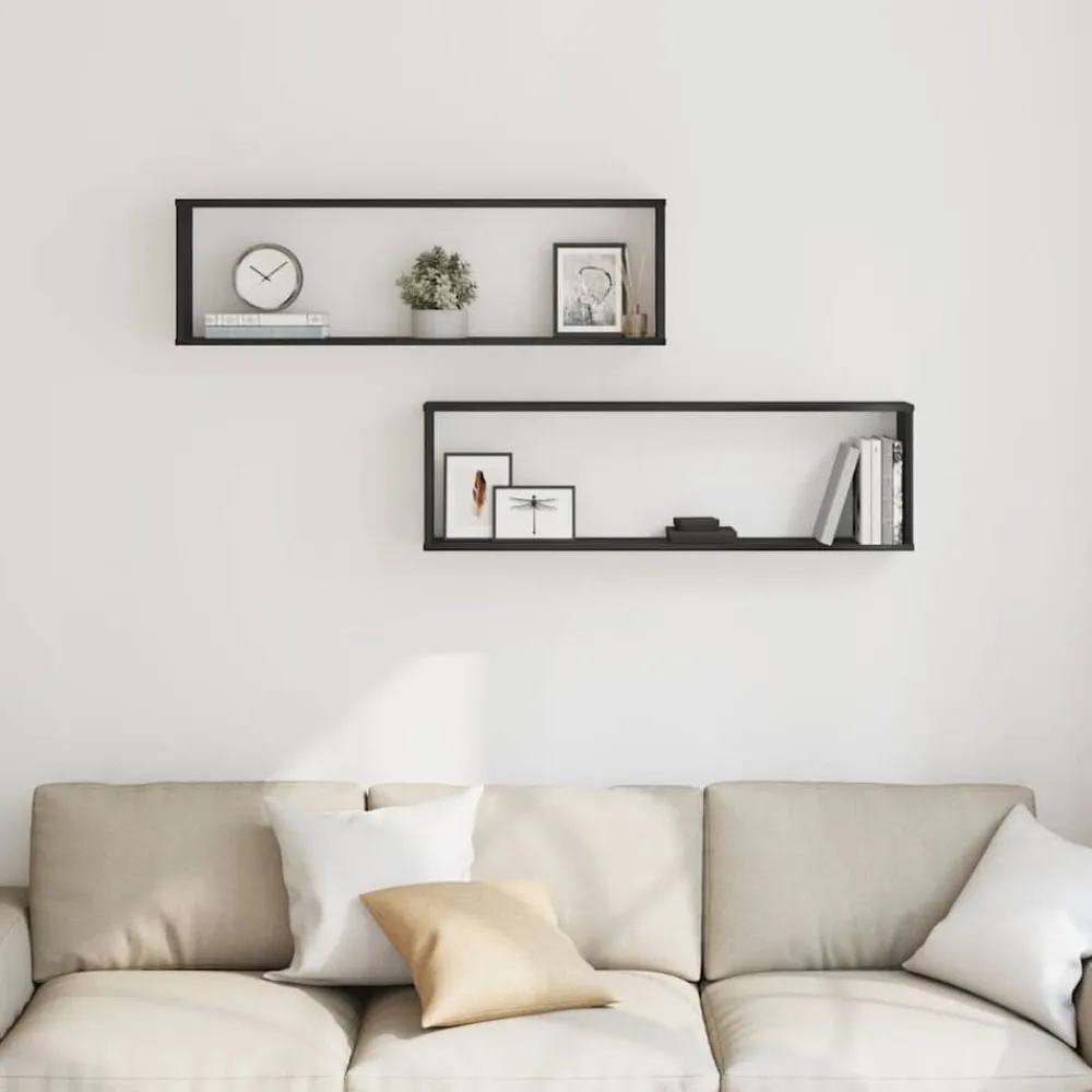 vidaXL Étagères murales cube 2 pcs chêne noir 100x15x30 cm bois