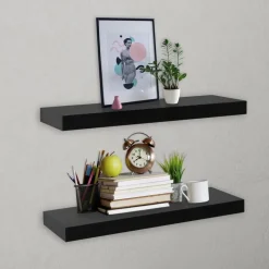 vidaXL Étagères murales flottantes 2 pcs Noir 40x20x3,8 cm