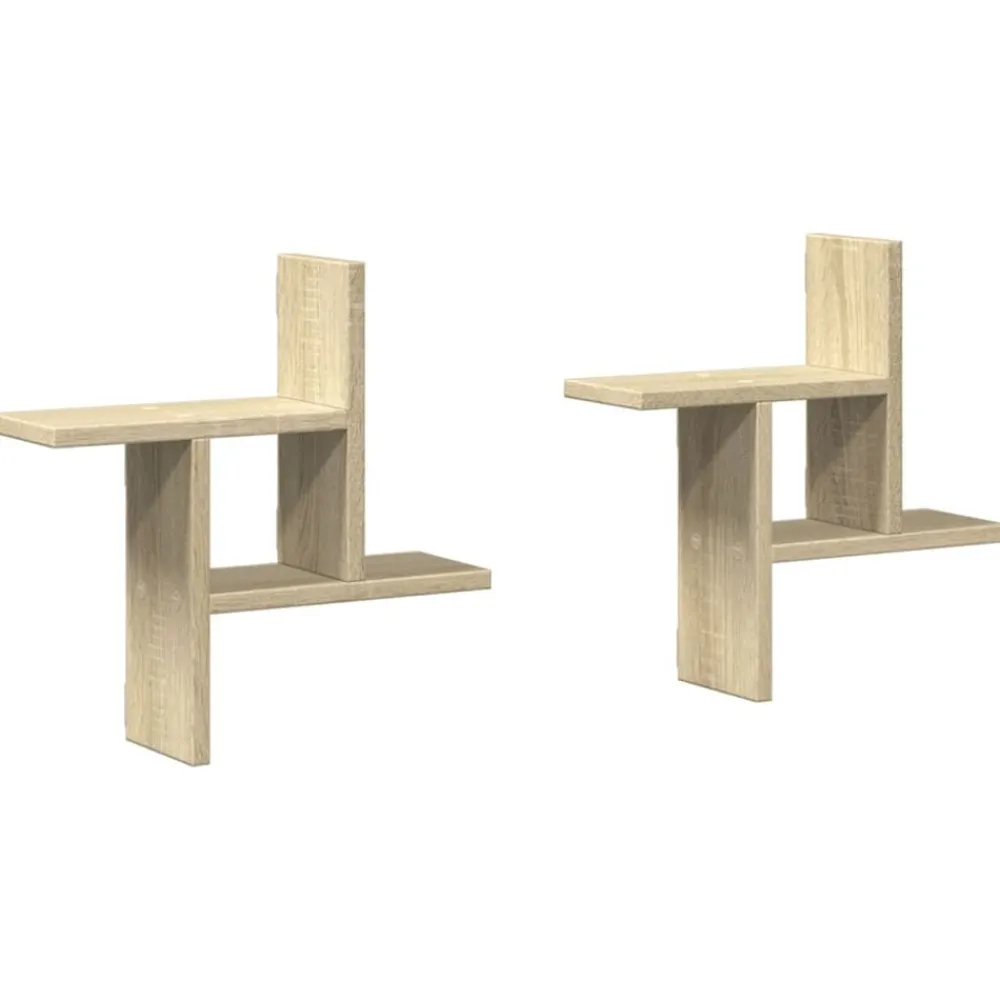 Étagères-vidaXL Étagères murales 2pcs chêne sonoma 38x12x38cm bois d'ingénierie Ch&ecirc;ne sonoma