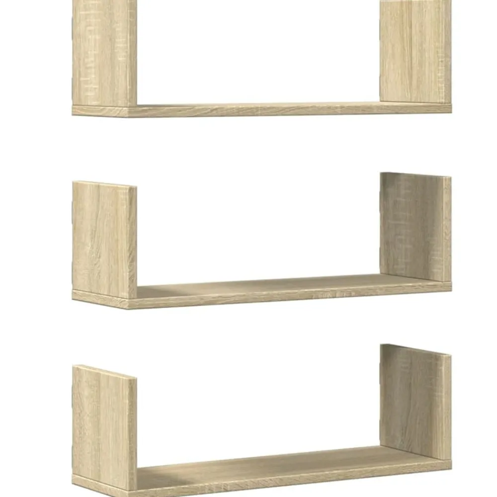 Étagères-vidaXL Étagères murales 3pcs chêne sonoma 58x18x18cm bois d'ingénierie Ch&ecirc;ne sonoma