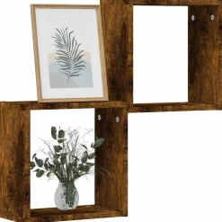 vidaXL Étagères murales sous forme de cube 2 pcs chêne fumé 30x15x30cm