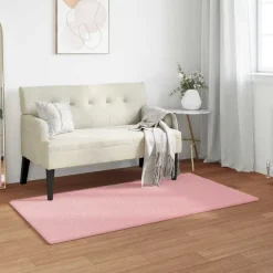 Décorations-vidaXL Tapis antidérapant en fausse de lapin OLITE 60 x 110 cm Rose