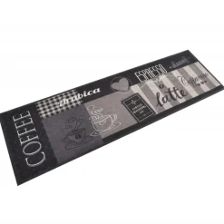 vidaXL Tapis de cuisine lavable impression noir 45x150 cm velours
