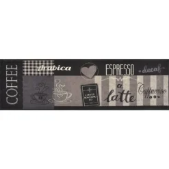 vidaXL Tapis de cuisine lavable impression noir 45x150 cm velours