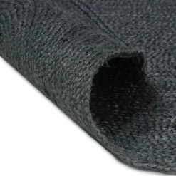 Décorations-vidaXL Tapis de surface ovale Noir 100 x 152 cm Jute Gris foncé