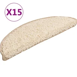 Produits Ménagers-vidaXL Tapis d'escalier 15 pièces 56 x 17 x 3 cm Crème Demi-rond Crème