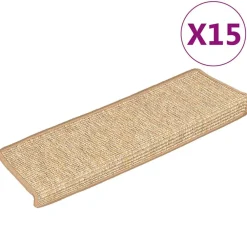 Produits Ménagers-vidaXL Tapis d'escalier 15 pièces 65 x 21 x 4 cm Bord rectangulaire Marron clair