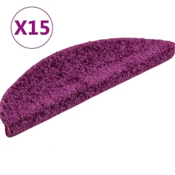 Produits Ménagers-vidaXL Tapis d'escalier 15 pièces 56 x 17 x 3 cm Demi-rond Violet