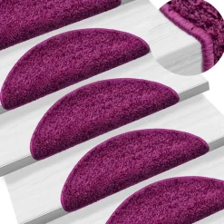Produits Ménagers-vidaXL Tapis d'escalier 15 pièces 56 x 17 x 3 cm Demi-rond Violet