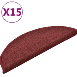 vidaXL Tapis d'escalier 15 pièces 56 x 17 x 3 cm Bordeaux Demi-rond