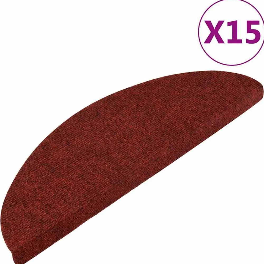Produits Ménagers-vidaXL Tapis d'escalier autocollants 15 pcs 56x17x3 cm Rouge