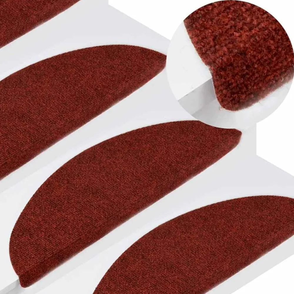 Produits Ménagers-vidaXL Tapis d'escalier autocollants 15 pcs 56x17x3 cm Rouge