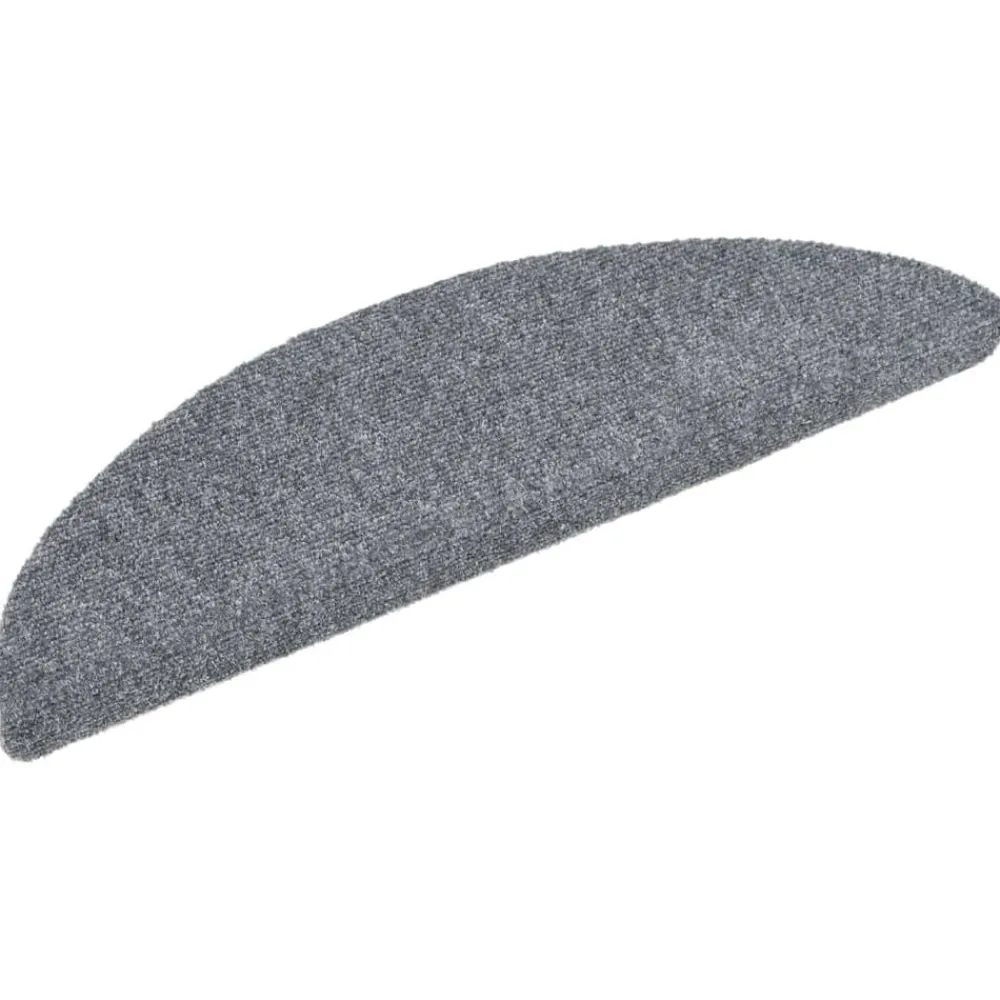 Produits Ménagers-vidaXL Tapis d'escalier autocollants 15 pièces 56 x 17 x 3 cm Demi-rond Gris clair